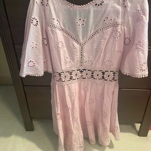 Eyelet lavender purple mini dress